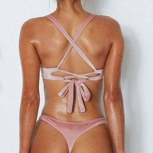 NWOT purple velvet strappy bikini set